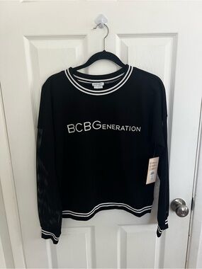 BCBGeneration Black Sweatshirt with White Accent Logo‎